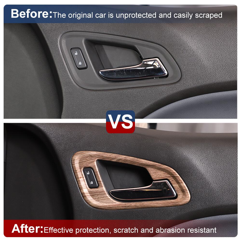4PCS Wood Grain Door Handle Bowl Covers for Chevrolet Colorado 2014+ Accessories