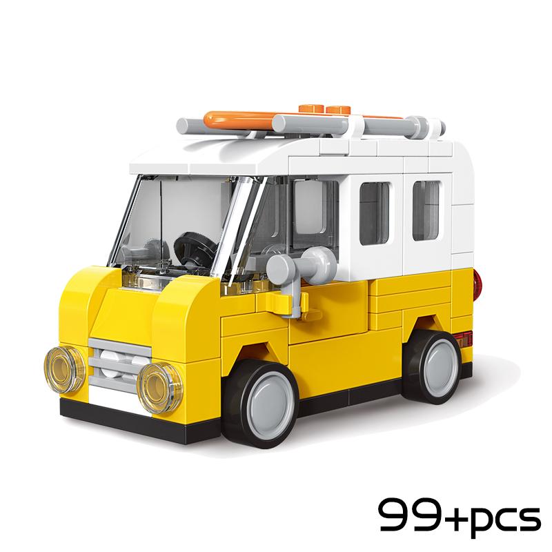 Decool Mini Pull Back Car Building Blocks T1 Camper Racing RV London Buses Ambulance Military Tank Bricks Toys Kids Boys Gifts