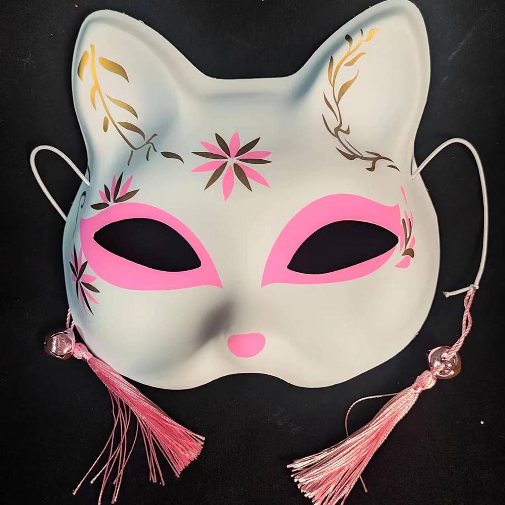Luminous Cat Fox Mask - Hand-Painted Japanese Style Halloween Party Cosplay for Women