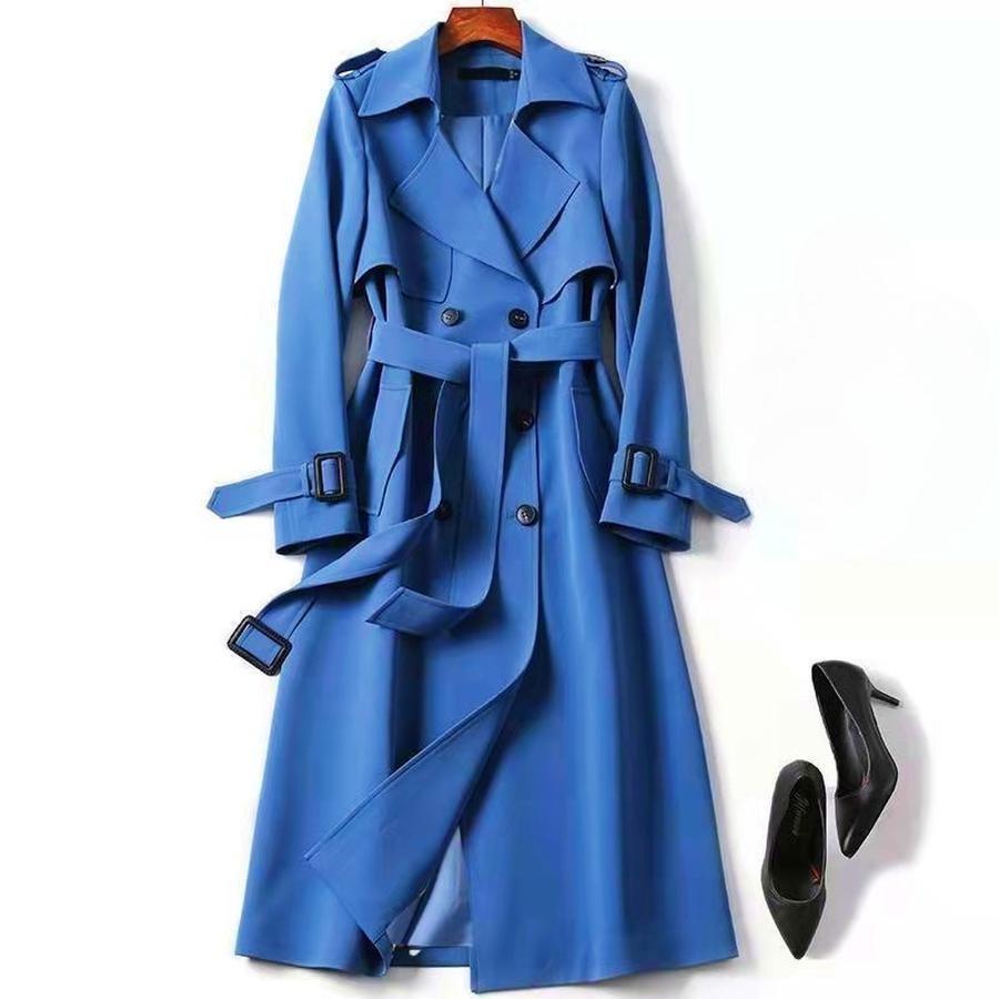 Damen Langer Trenchcoat Herbst Frühling Koreanischer Stil Kleinwüchsig Britischer Stil Überknielanger Kleidermantel Jacke