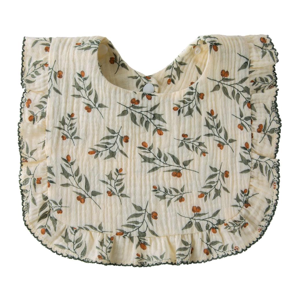 Baby Bibs Organic Cotton Muslin Scarf Burp Cloths Ruffle Floral Gauze Water Absorb Bandana for Newborn Accessories Feeding Kids
