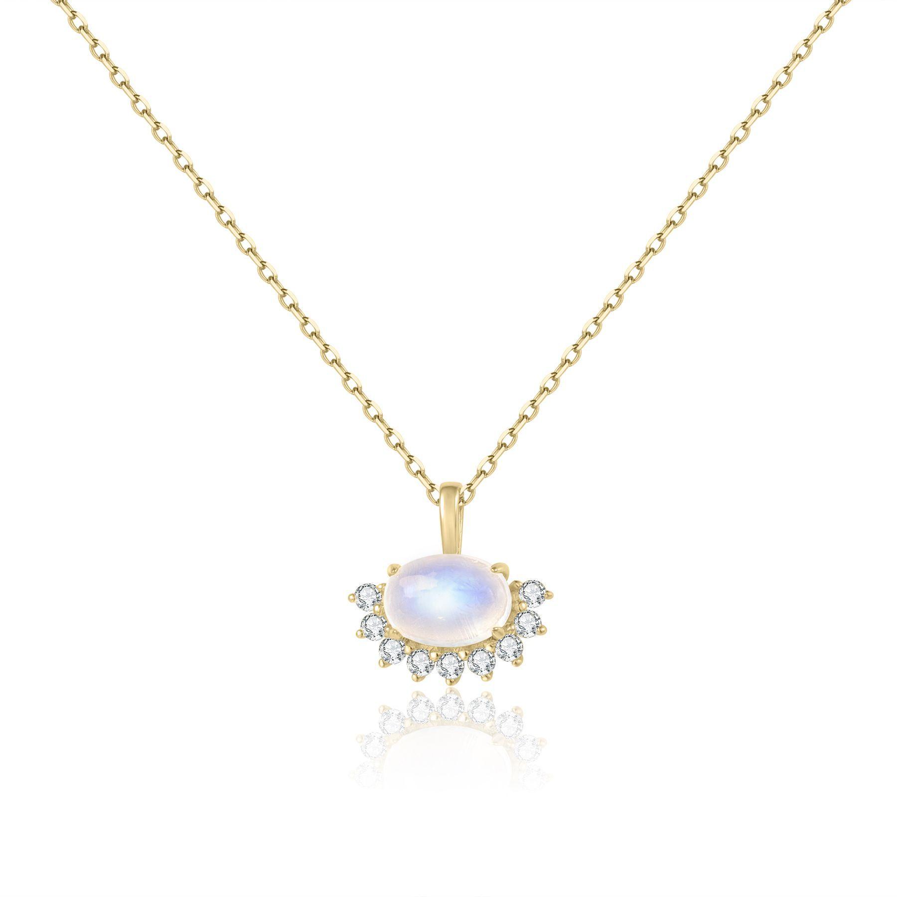 

Japan And Korea Light Luxury Sun Necklace Women S S925 Silver Inlaid Natural Cream Blue Moonstone Necklace Pendant Design Sense