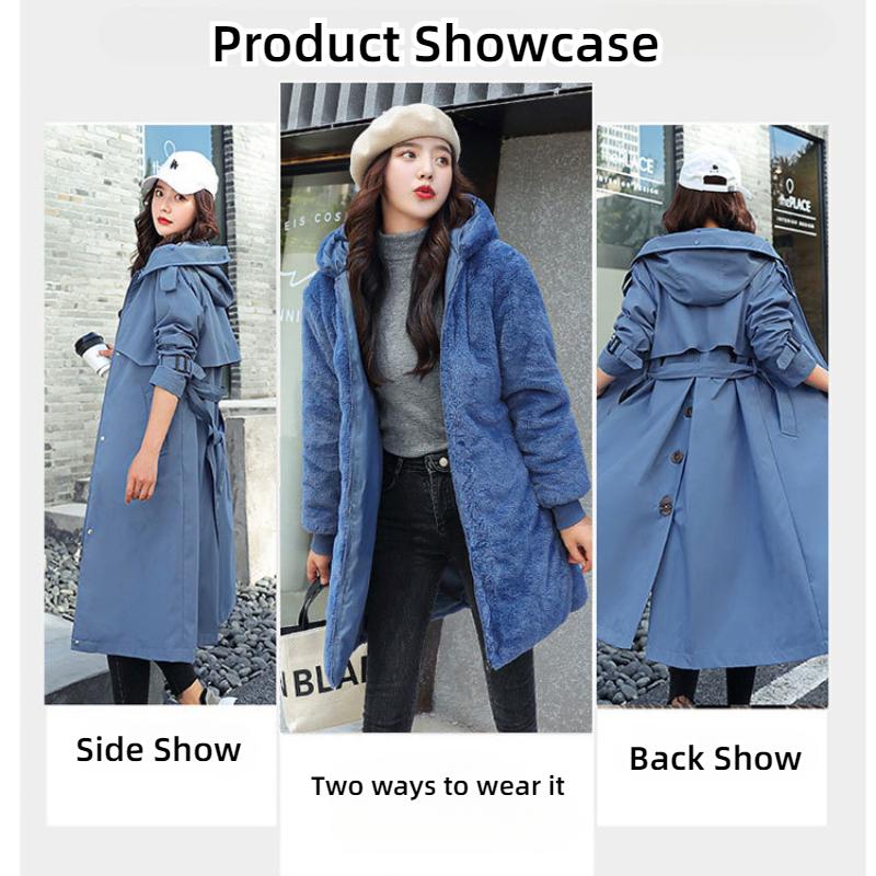 Women Winter Jacket Hooded X-Long Thick Faux Fur Padded Parkas Woman Distachable Plus Size Coat