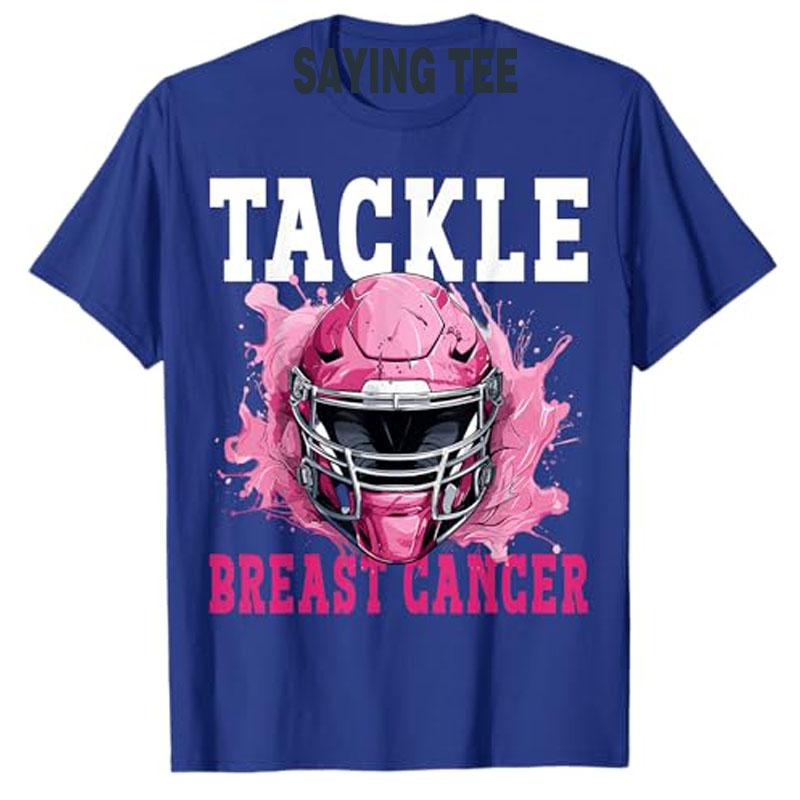 Tackle Football Brustkrebs-Bewusstsein Rosa Schleife Jungen Kinder T-Shirt Mode Fußball-Liebhaber Grafik Top Kurzarm Spruch T-Shirt