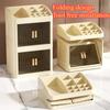 Foldable Storage Box Bedroom Skincare Product Storage Box Simple Cosmetics Storage Rack Double Door White Drawer Storage Box