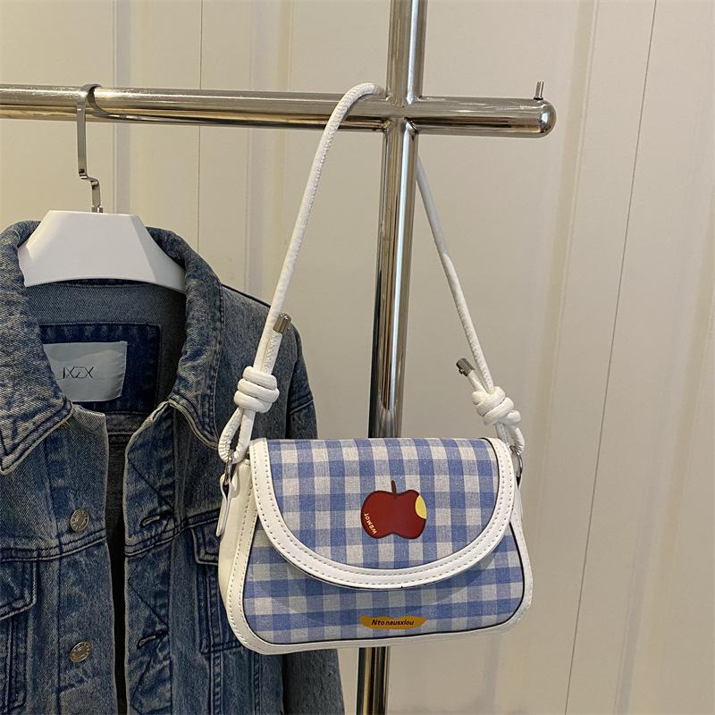 

Fashion hand carry small square bag women s summer new plaid small square bag versatile casual shoulder messenger bag белый