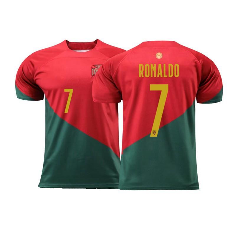 2223 Portugal World Cup Home Football Uniform Set No. 7 C Ronaldo Jerseys Children's Adult Short-sleeved Competition Clothes