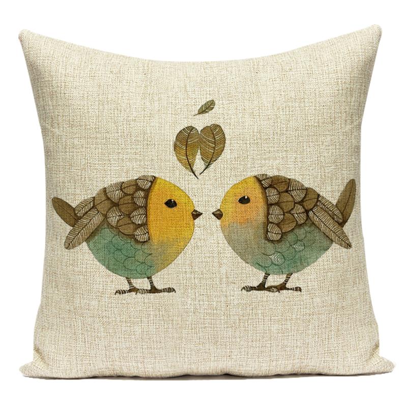 Country Style Cushions Cover Bird Feather Throw Pillow Case Home Decorative Sofa Bed Car Polyester Pillow Cover