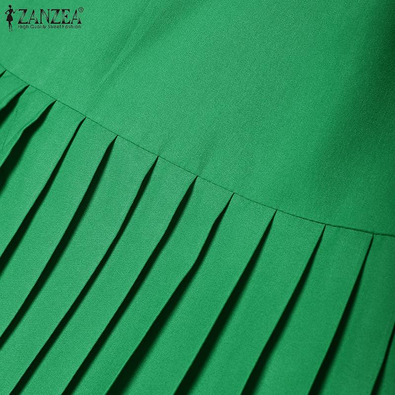 ZANZEA Damen Lässig Blumenstickerei Patchwork Sommer Kurzarmkleid