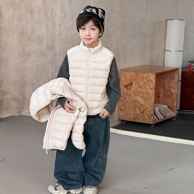 Children's white duck down parent-child ribs down jacket with thermal padded jacket jacket/vest