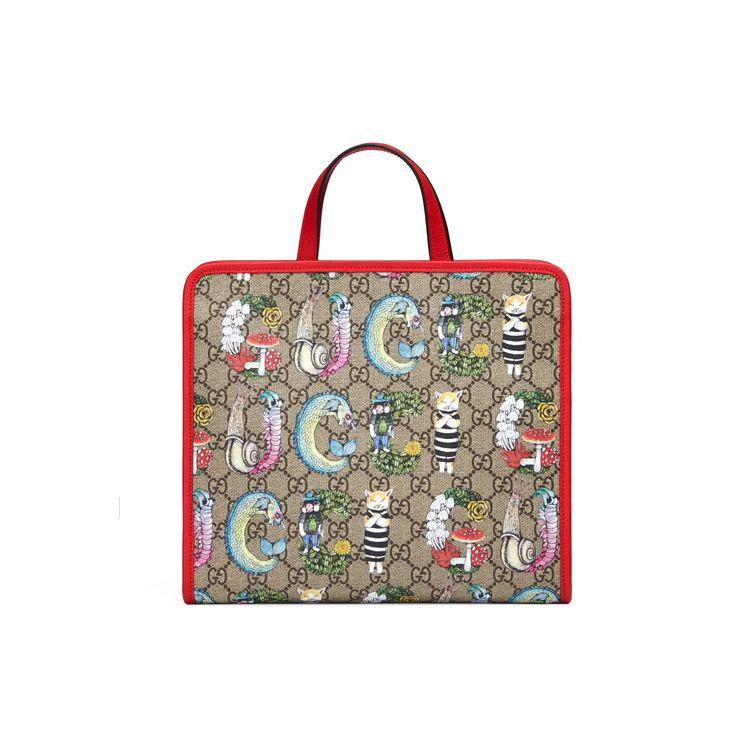 Gucci X Yuko Higuchi Collaboration Cat Print Logo Canvas Tote Bag Kids Tote Bags 605614-HYCCN-8695