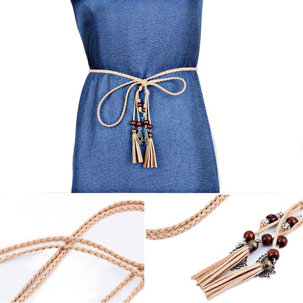 Knot Decorated Boho Style Chinese Style Waist Rope Waist Chain Braided Belt Tassles Belts