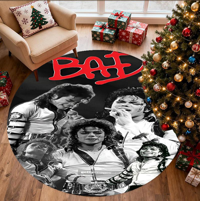 Michael Jackson Pattern Round Rug, Indoor/Outdoor Mat, for Picnic, Gameroom, Bedroom, Office, Living Room, Home Decor Carpet, Birthday Gift