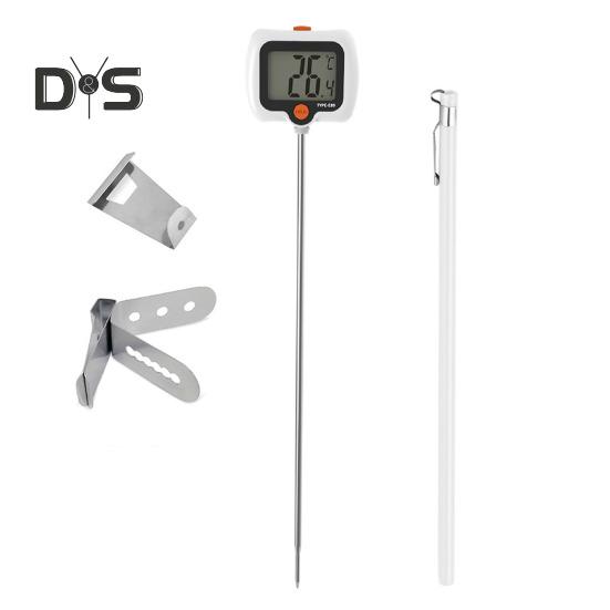 

Цифровой термометр для конфет с зажимом для кастрюли, мгновенный термометр для приготовления пищи, выпечки и приготовления конфет, зонд из нержавеющей стали, ЖК-дисплей, простота в использовании белый