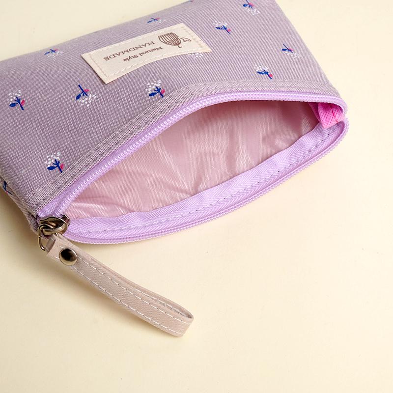 1Pc Storage Bags Cute Toiletry Organizer Purse Rectangle Canvas Small Cosmetic Bag Coin Purse Floral Prints