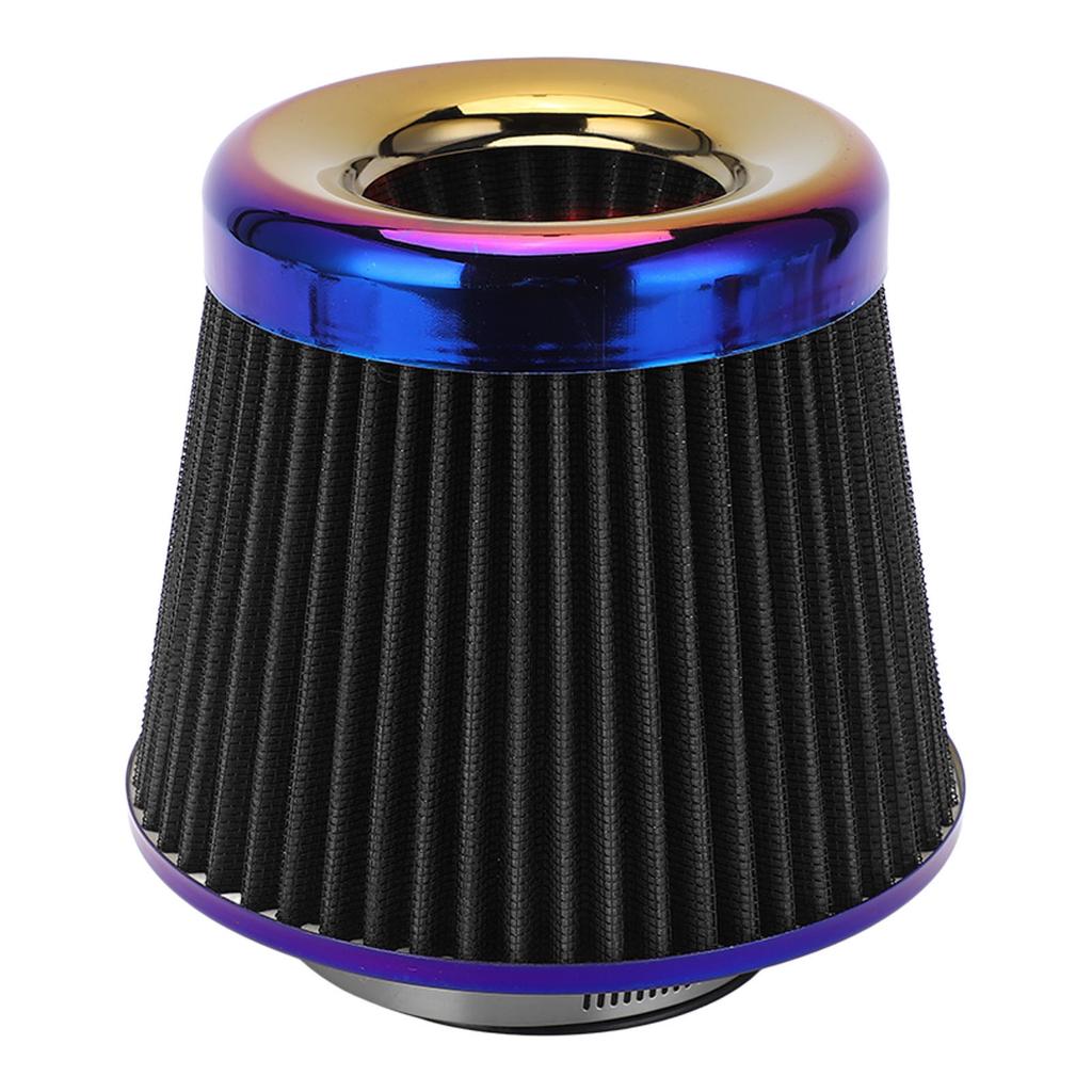 Car Intake Air Filter 3in 76mm High Performance Washable Reusable Cone Universal AccessoryBlack