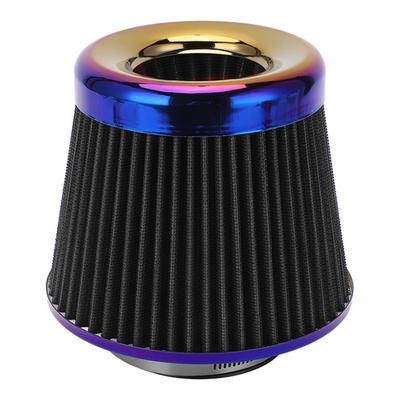 Car Intake Air Filter 3in 76mm High Performance Washable Reusable Cone Universal AccessoryBlack
