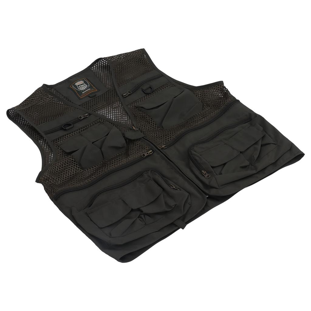 Fishing Vest Breathable Quick Drying Multi Pockets Mesh Work Waistcoat for Men Photography Cycling Hiking L