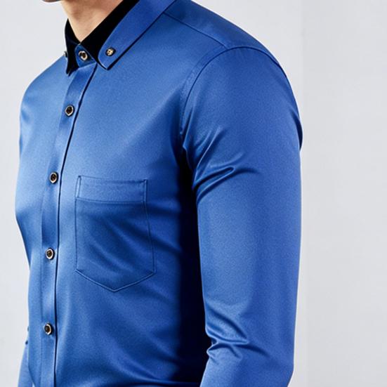 Herren Hemd Langarm Button-Down Hemdkragen mit Strasssteinen Slim Fit Formelles Hemd für Büro Business Abschlussball Party Hochzeit