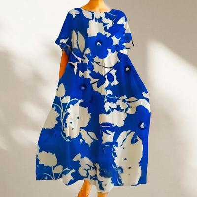 Women's Spring and Summer Temperament Loose Large Size Long Dress