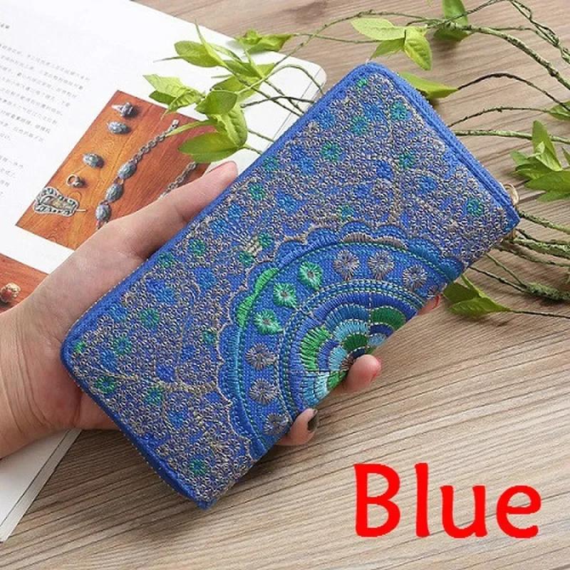 Embroidered Wallet Ethnic Style Handheld Bag Zipper Women's Wallet Fabric Embroidered Bag Handheld Bag