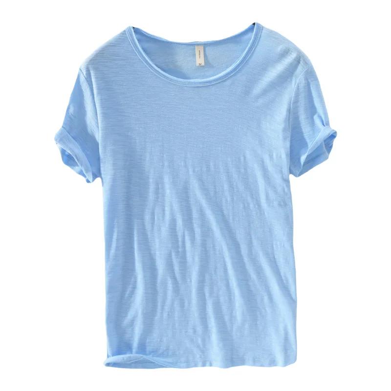 Retro Raw Edge T-Shirt für Herren, leichtes, atmungsaktives Slim-Fit-T-Shirt mit Rundhalsausschnitt, lässiges Basic-Oberteil