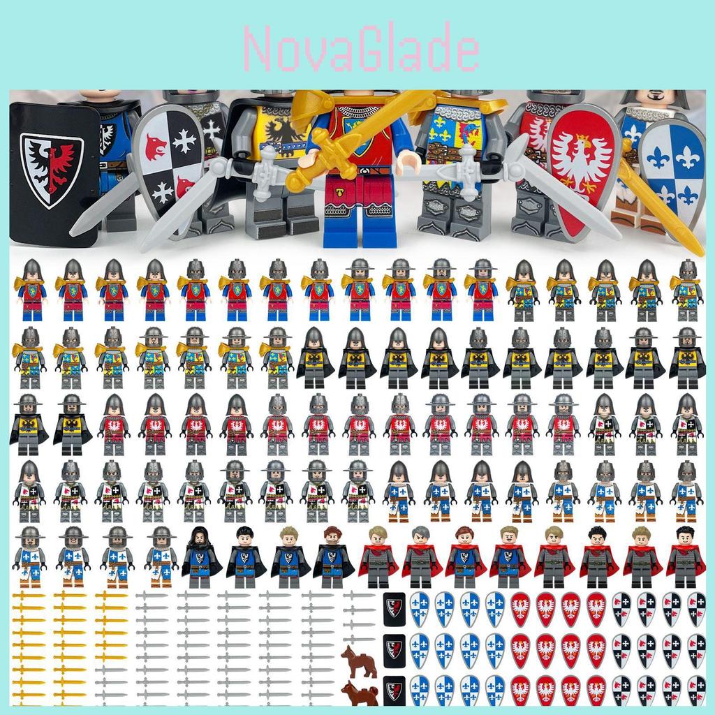 Set di 99 Pezzi di Blocchi da Costruzione Castello Cavaliere Medievale Per Gioco Militare Creativo