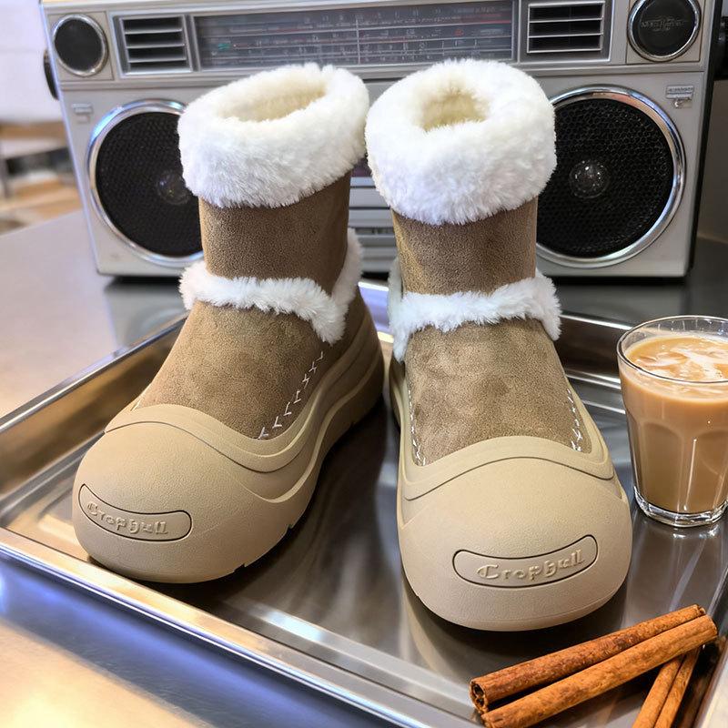 Milk blue fur integrated warm snow boots women's autumn and winter new small thick-soled velvet non-slip cotton boots