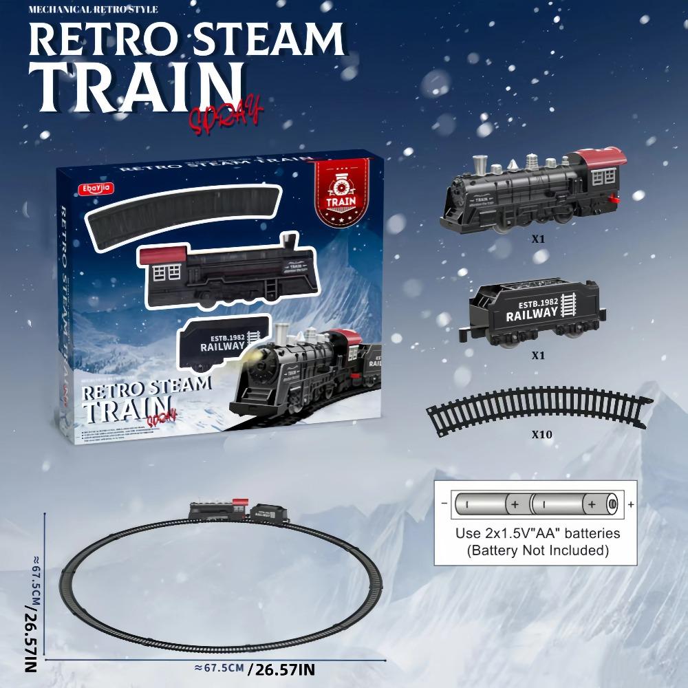 Jouets de set de voie ferrée pour enfants, locomotives classiques rétro et sets de jouets de train à longue voie avec lumières, jouets idéaux pour les enfants