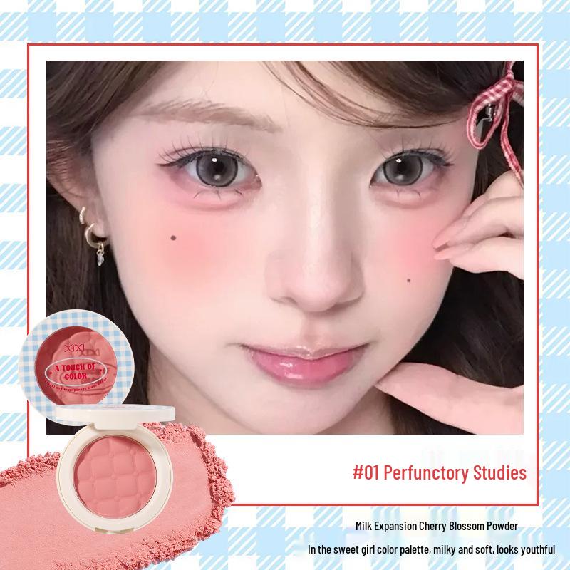 XIXI Plaid Cloud Mist Blush: High Pigment, Girly Color for Everyday Use