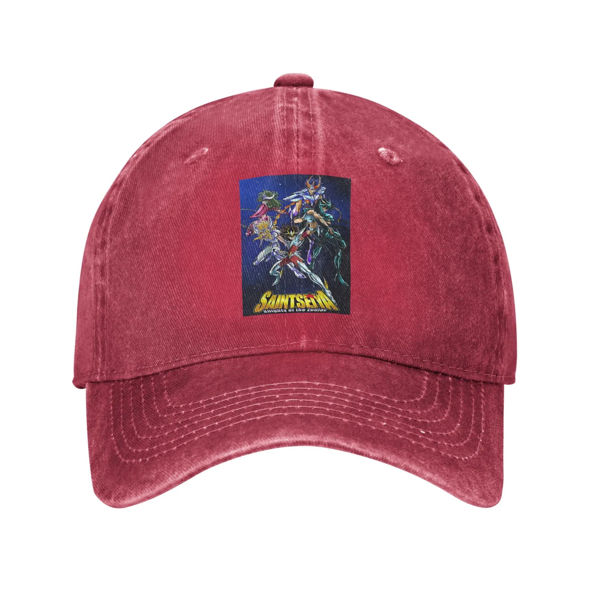 Anime Knights Of The Zodiac Saint Seiya Washed Denim Cap Casual Baseball Caps Adjustable Hat Summer Unisex Baseball Hats One Size