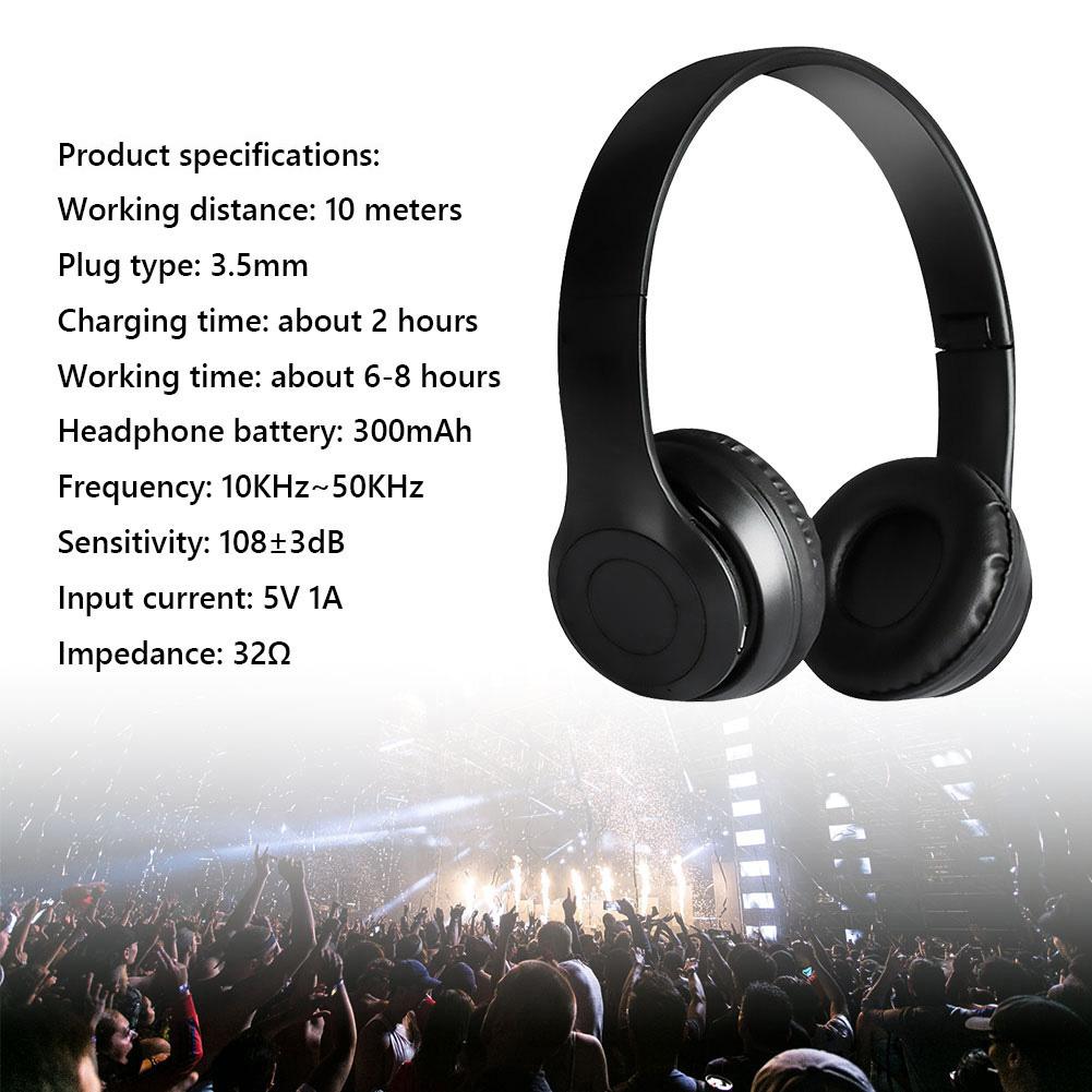 P47 Kabelloses Stereo-Headset Karte MP3-Player Bluetooth-kompatibel 5.0 Gaming-Headset Unterstützung Freisprecheinrichtung Eingebautes Mikrofon für Smartphone