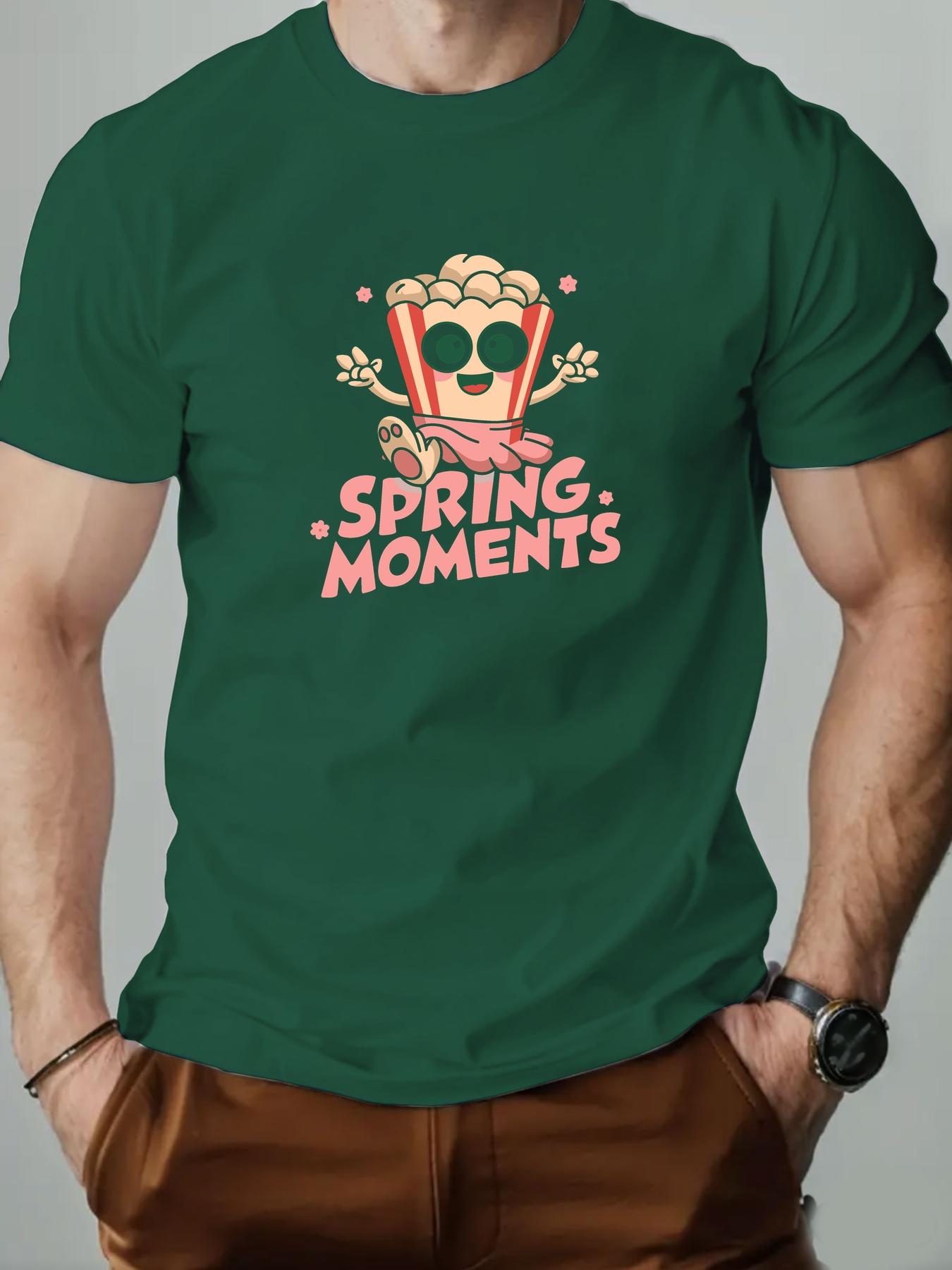 Mens Cotton TShirt SPRING MOMENTS Summer Round Neck Short Sleeve Graphic Breathable Fashion Casual TShirt 3XL