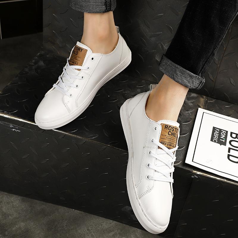 Spring Summer Fashion White Shoes Flat Men Footwear Cool Young Man
