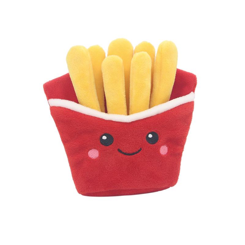 Cross-Border Pet Plush Toy Set: Hamburger, Fries, Milkshake with Sound & Crinkle Features