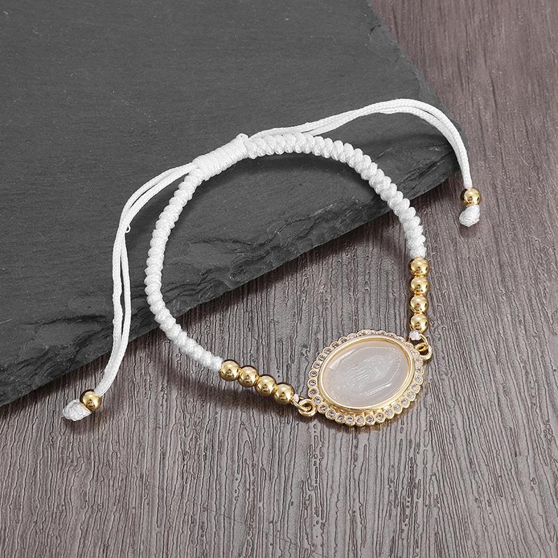 Exquisite Zircon Hand Woven Virgin Mary Bracelet for Women Girls Fashionable Good Luck Amulet Jewelry Gift