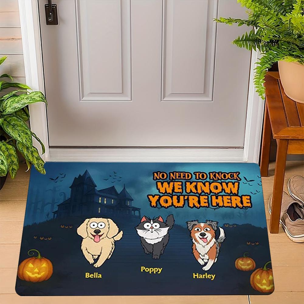 Halloween Cat Welcome Mat Cozy Door Rug for Living Room Bedroom Entrance Hallway Durable Non Slip Floor Decor Gift Idea Foot Mat