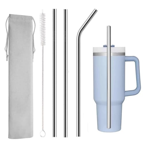 YBGGJO Stainless Steel Straws, 300mm Long, 3 Straws + 1 Cleaning Brush, Reusable Metal Replacement for Milkshakes, Beverages, and Juices