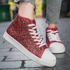 Luxury Red Designer Shoes Women High top Sneakers Lightweight Women's Vulcanized Shoes Fashion Glitter Sneakers Woman