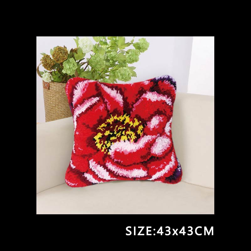 DIY Carpet Embroidery Latch Hook Kit Plant Series Segment Embroidery Pillow Flowers Grass Coarse Wool Cross Stitch 3D Latch Hook