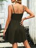 Spaghetti Strap Dress Dress Women Casual Solid Color High Waist  Pleated Short Dresses Elegant Sleeveless Dress