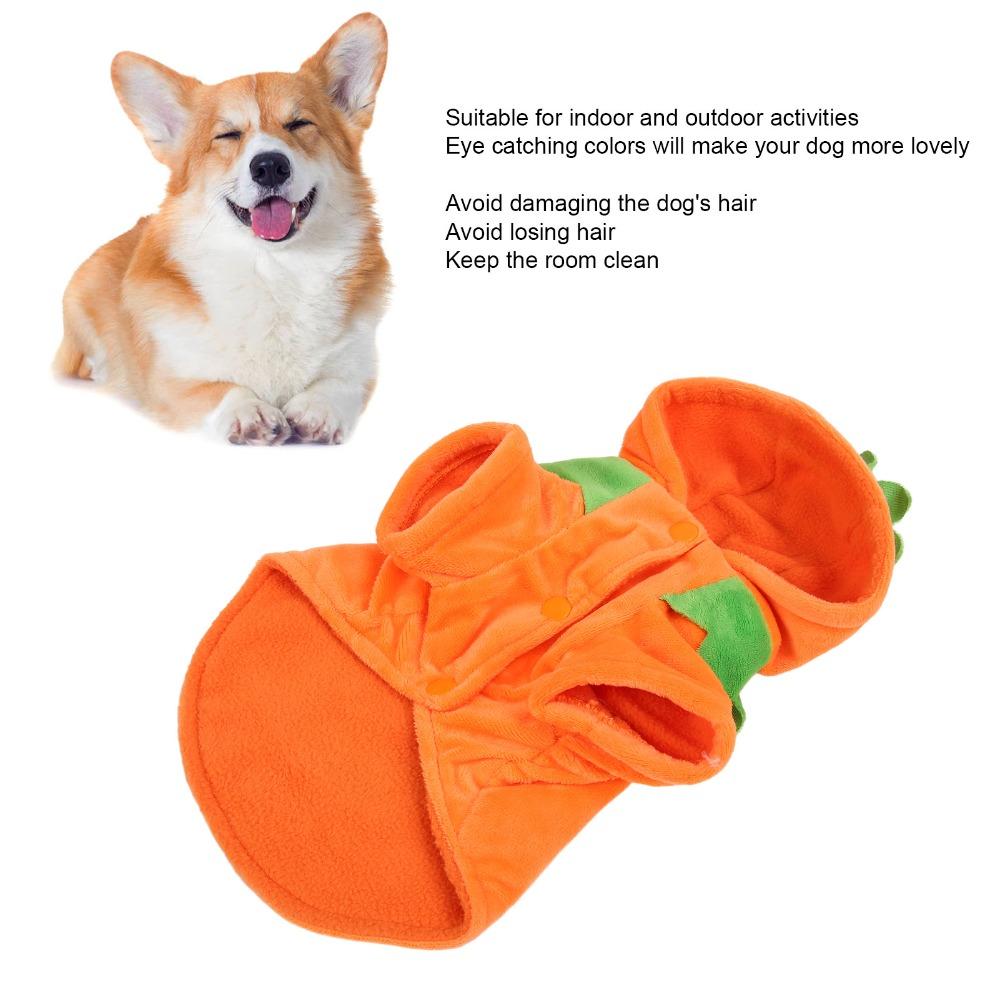 Warm Fleece Halloween Pet Clothes Orange Pumpkin Dog Costume Puppy Warm Outfits  Photo Shoot