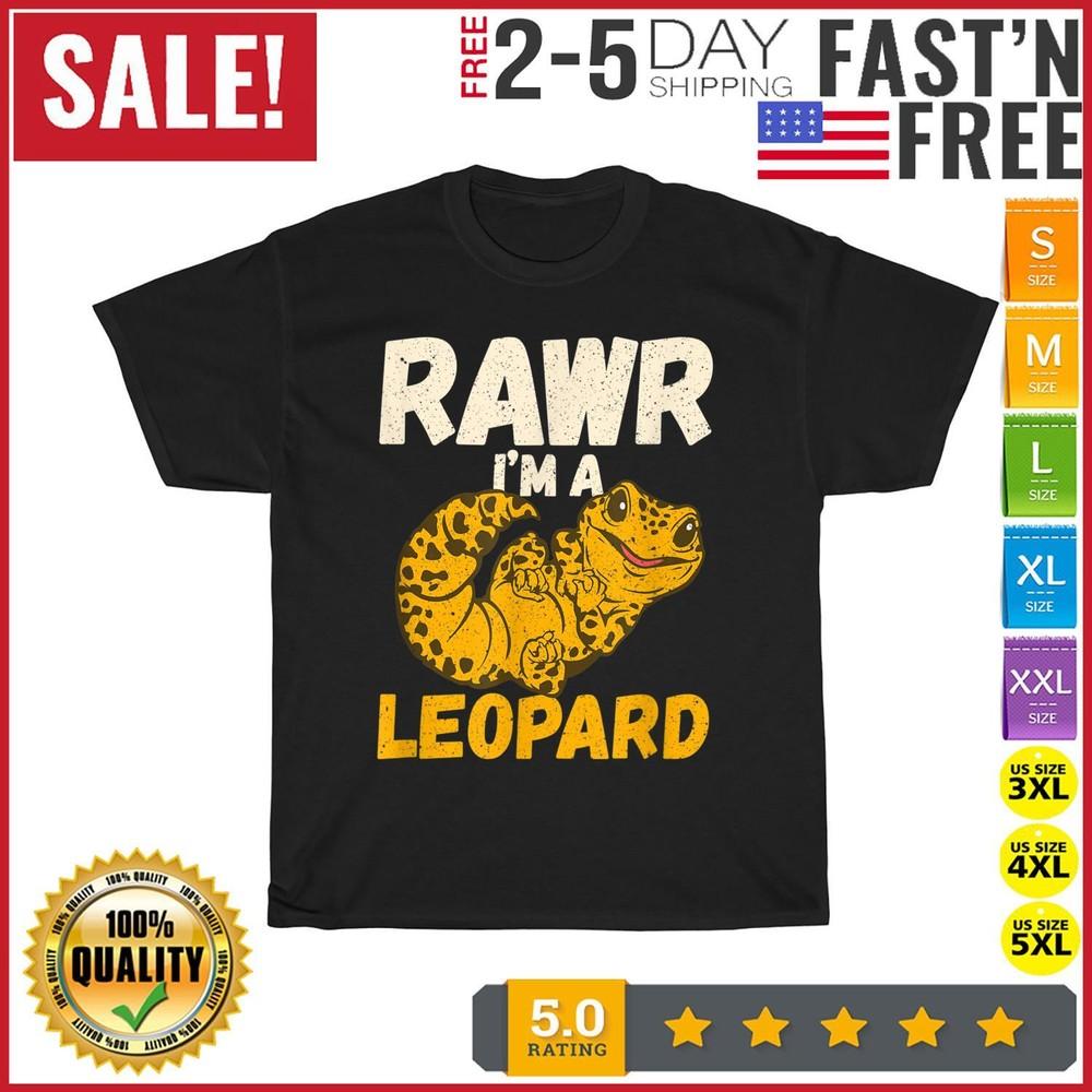 

Rawr I m A Leopard Gecko Cute Vintage Kawaii Lizard Reptile T Shirt Men Women 2XL