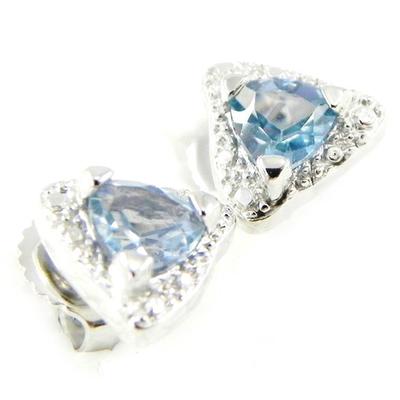 [H2959] - Silver 'Scarlett' Blue Topaz Earrings