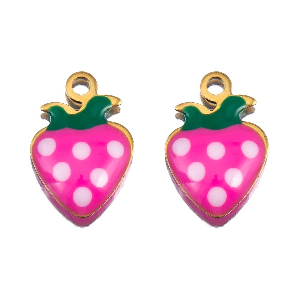 

10pcs 304 Stainless Steel Candy-Colored Strawberry Enamel Pendant Fruit Series DIY Bracelet Necklace Earrings Jewelry Findings 10pcs роза розовый