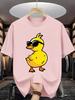 Summer Male Casual White T Shirt Funny Cool Sunglass Duck Print Soft Cotton Short Sleeve Minimalist Hip Hop Street Top