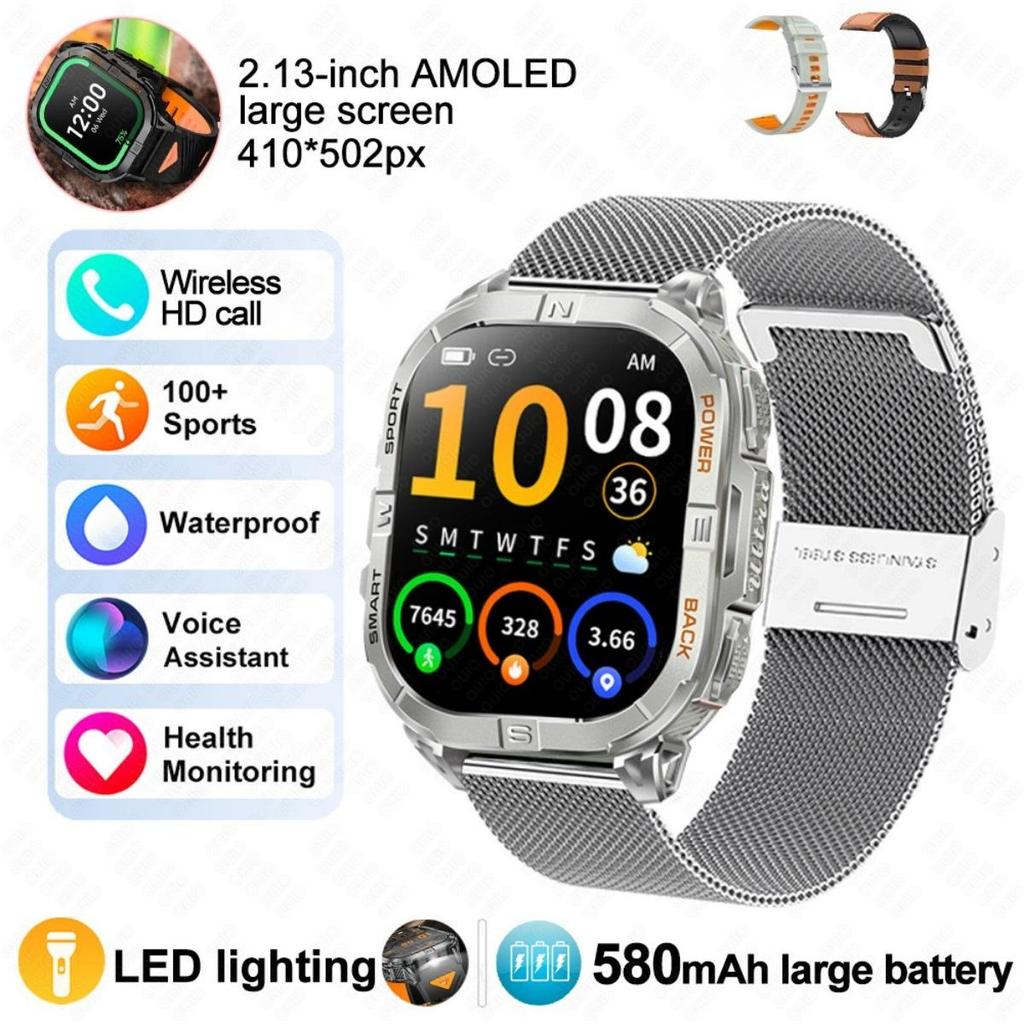New Smart Watch GPS Outdoor Barometric Compass LED Flashlight 580 MAH 3ATM Waterproof 100+ Sports Mode Health BT Call Smartwatch