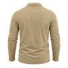 Men Vintage Washed Distressed Long Sleeve Polo Shirt Turn Down Collar Casual Top