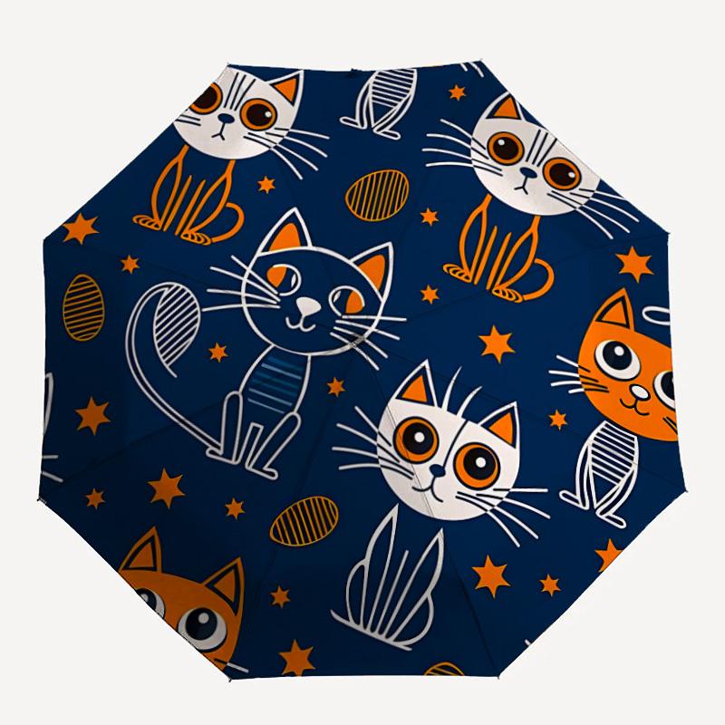 1pc Cat Pattern Automatic Folding Umbrella Durable Iron Frame,All Seasons Home Travel Outdoor Multifunctional Umbrella yy251115116
