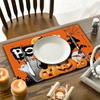 4/6pcs Trick Or Treat Kitchen Decor Linen Placemats, Ghost Pumpkin Spider Web Halloween Table Mats for Dining Table, Suitable for Daily Use, Holidays,